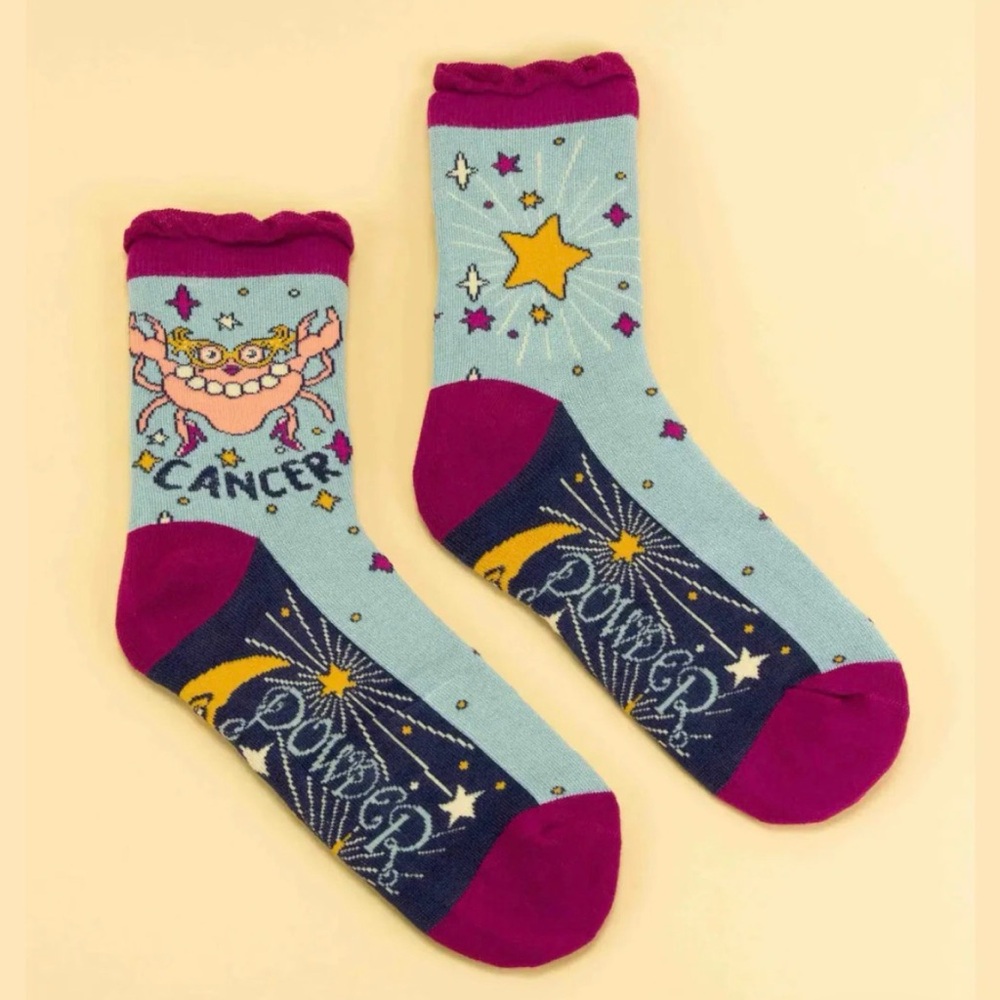 Astrological Cancer Socks - Blue and Purple